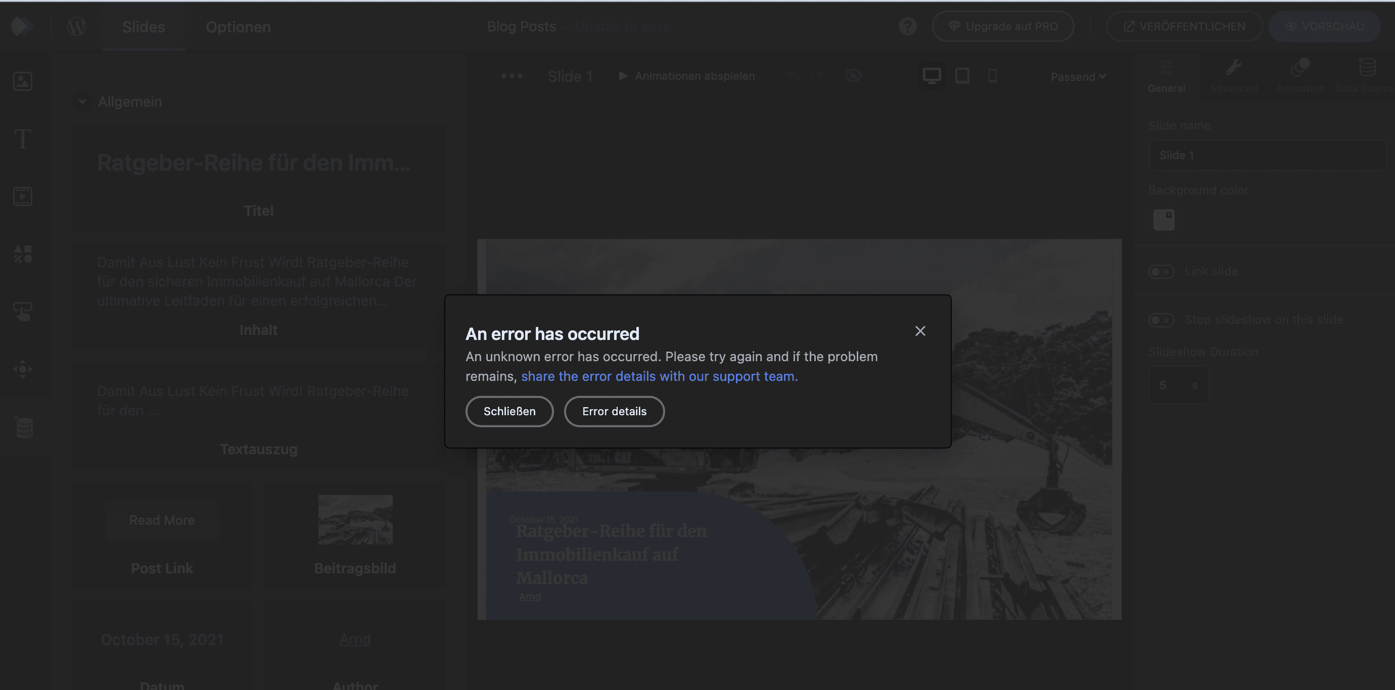 Depicter - Probleme im User Interface